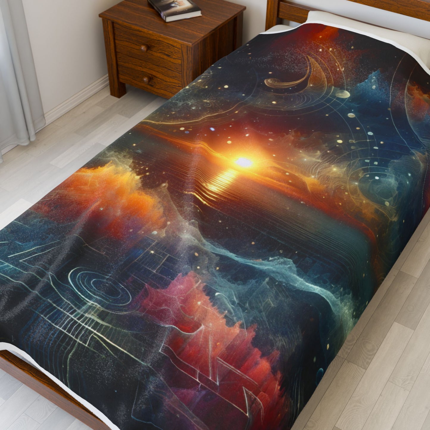 Digital Waves at Dawn - Plush Blanket