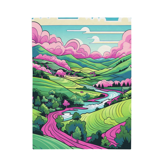 Vibrant Valley Dreamscape- Plush Blanket