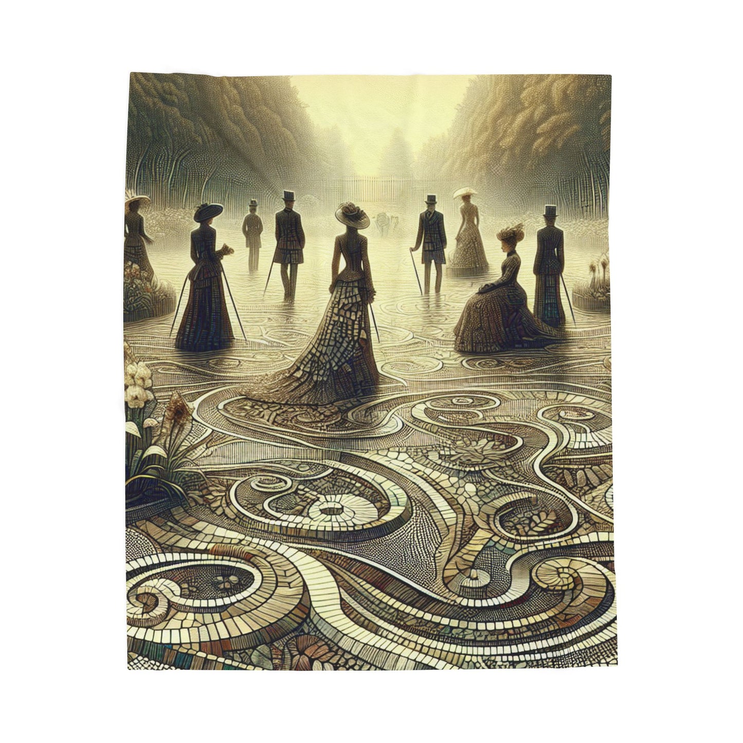 Garden Promenade Mosaic Morning- Plush Blanket