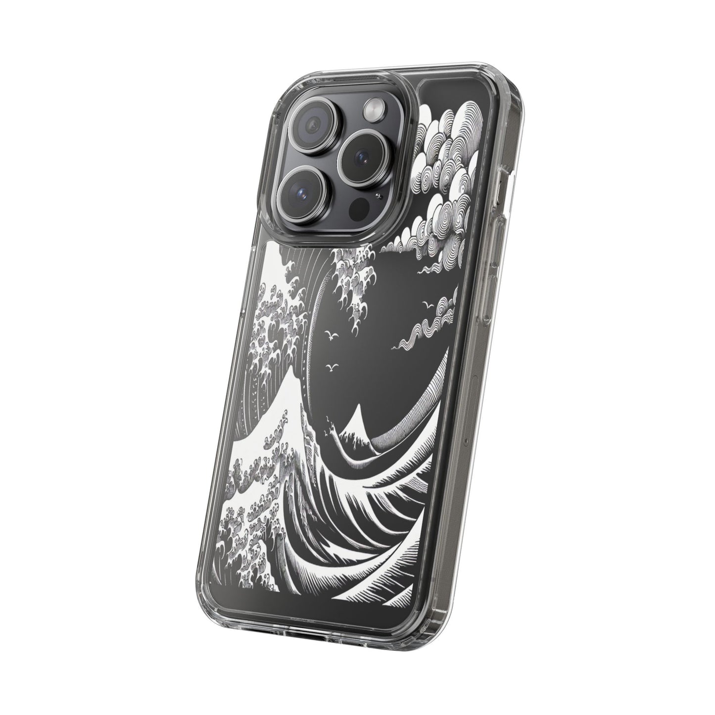 Transparent Waves and Mountains Iphone Case Compatible With Iphone 16 15 14 - Clear Phone Cover