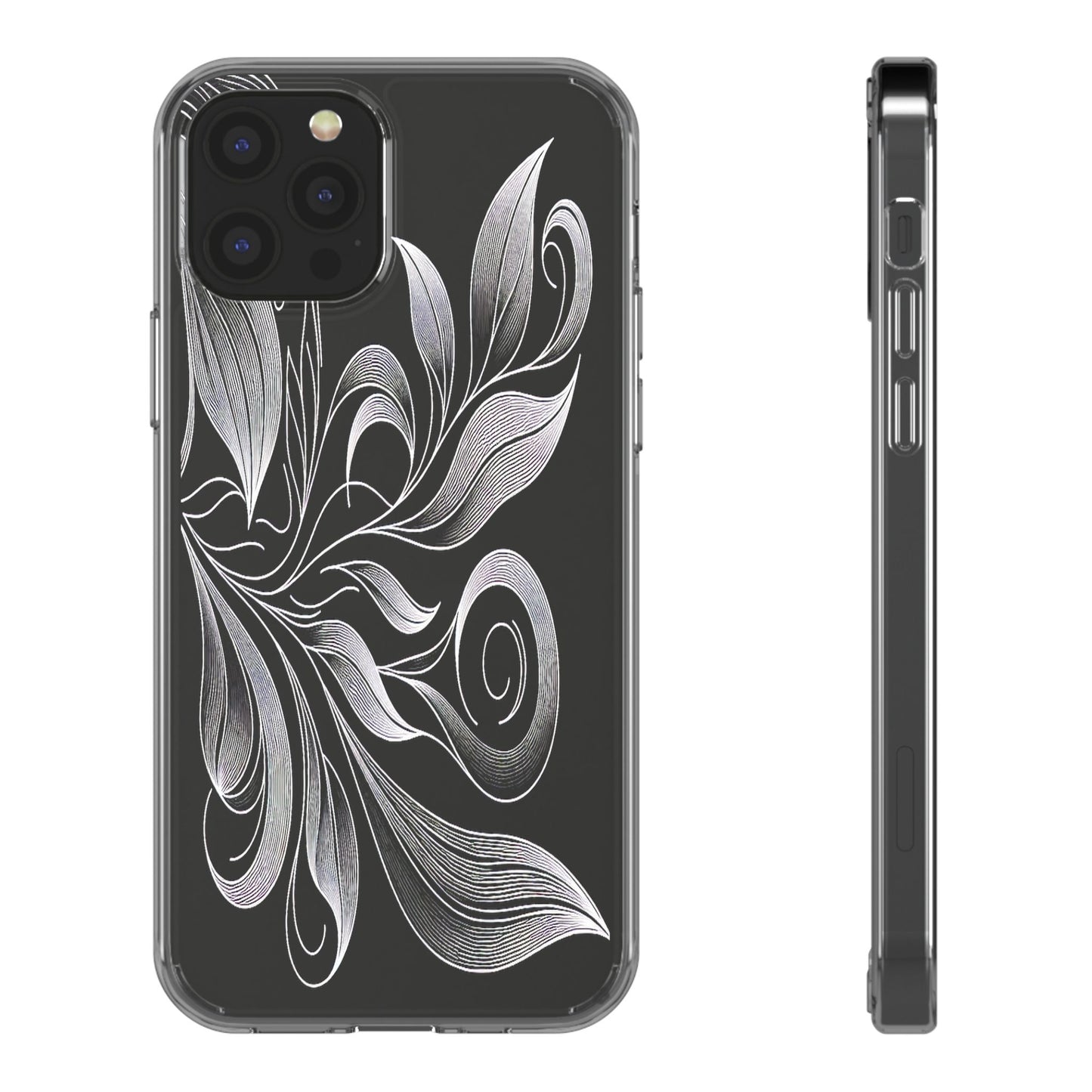Transparent Nature's Embrace in Linework Iphone Case Compatible With Iphone 16 15 14 - Clear Phone Cover