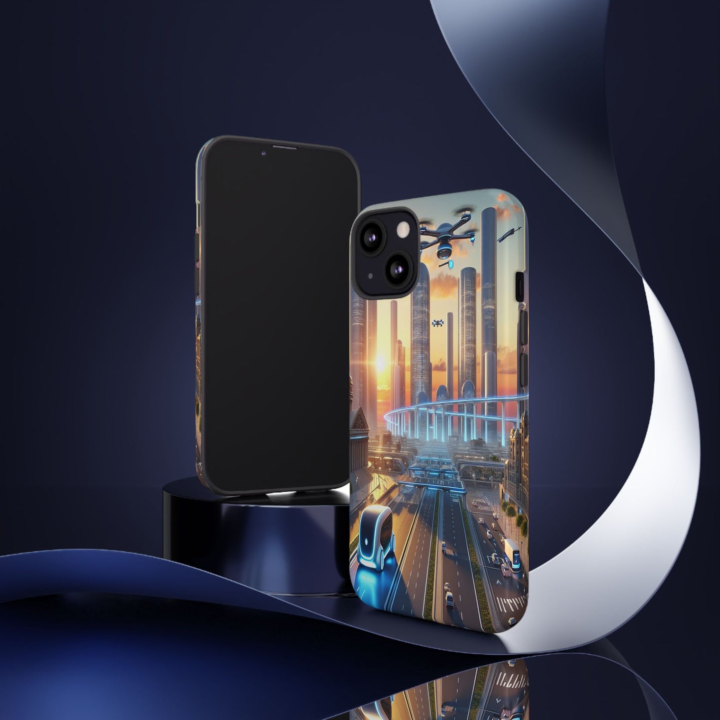Futuristic Cityscape Unveiled - Phone Case