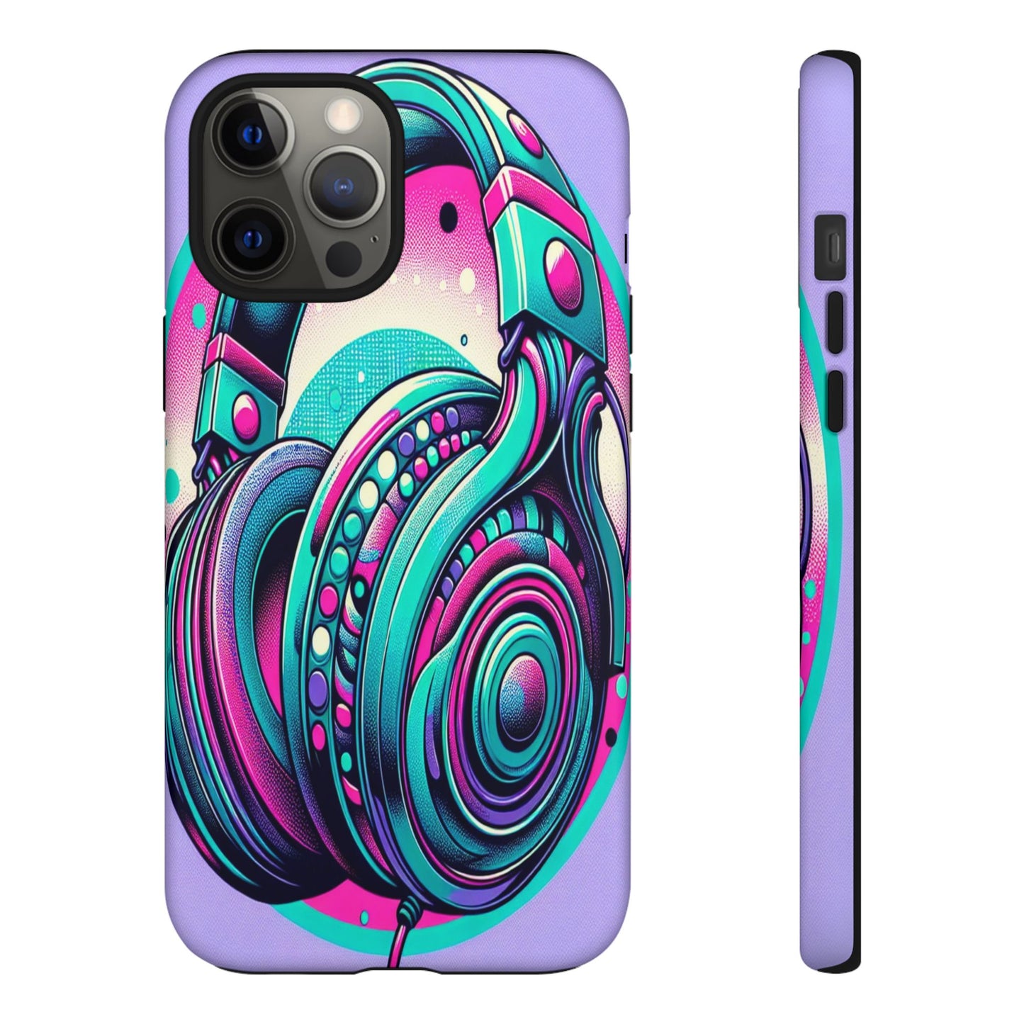 Custom ProtectiveHeadphone Vibes in Electric ColorsIphone Case Compatible With Iphone 16 15 14 - Phone Cover