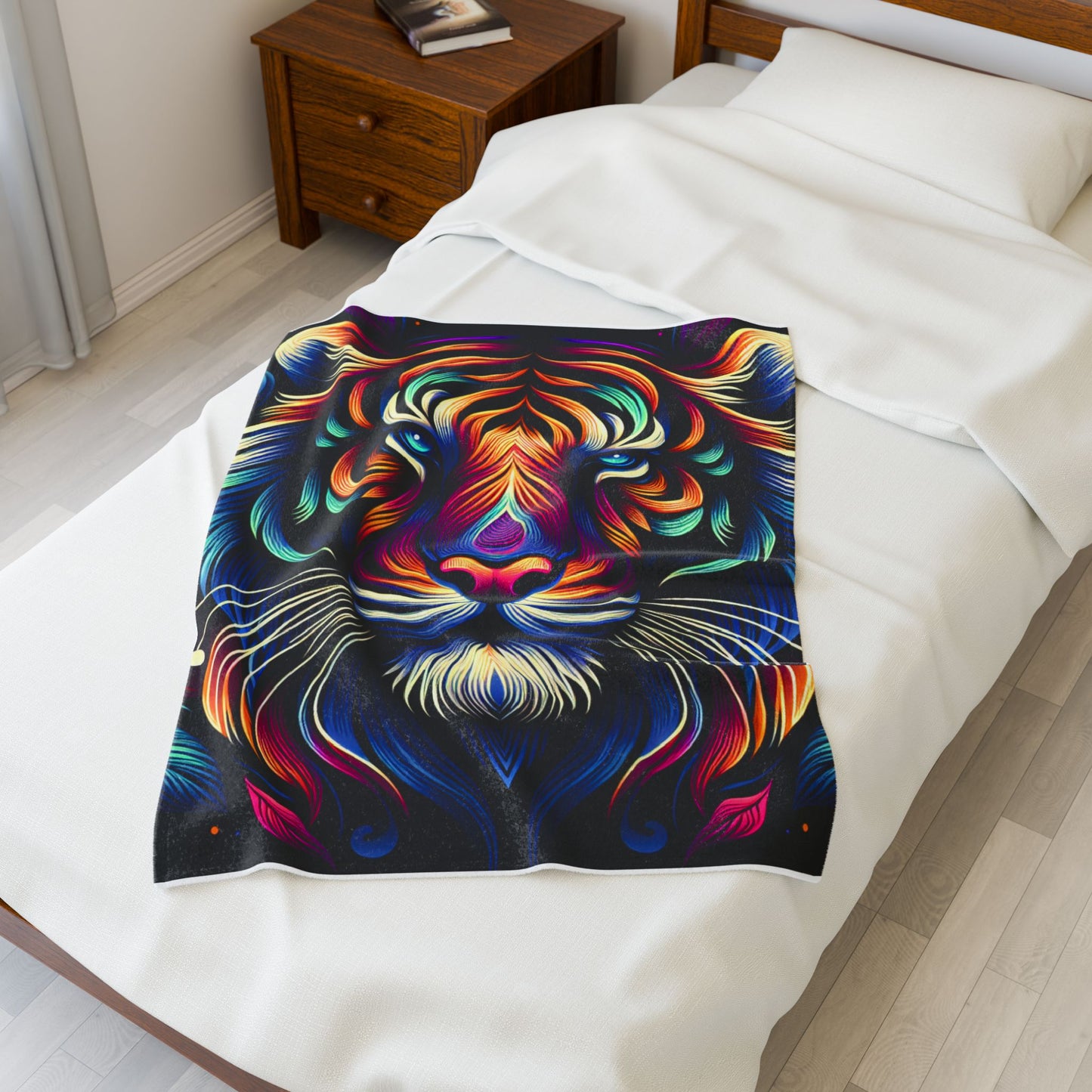 Majestic Beast in Vivid Tones - Plush Blanket