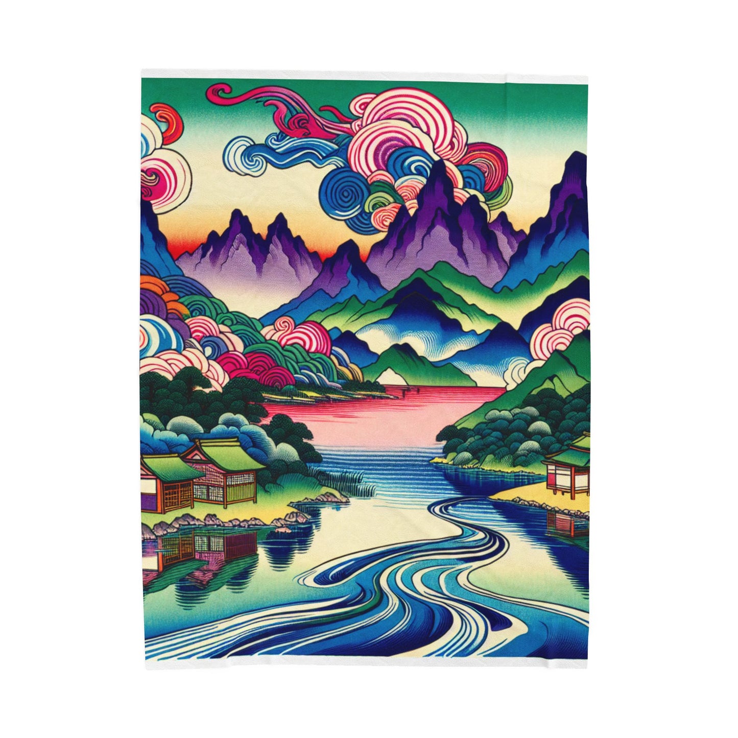 Mystic Landscape Mural - Plush Blanket