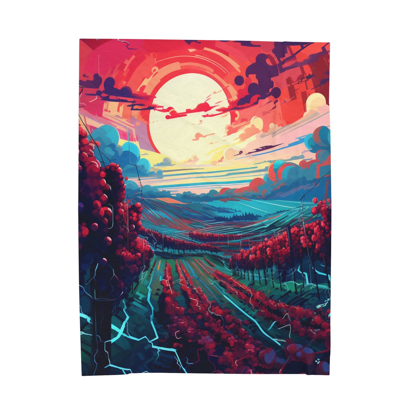 Crimson Vineyard at Sunset- Plush Blanket