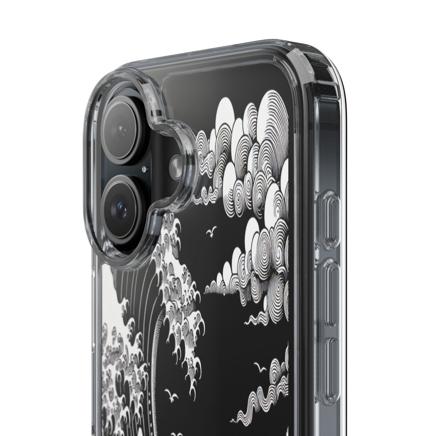 Transparent Waves and Mountains Iphone Case Compatible With Iphone 16 15 14 - Clear Phone Cover