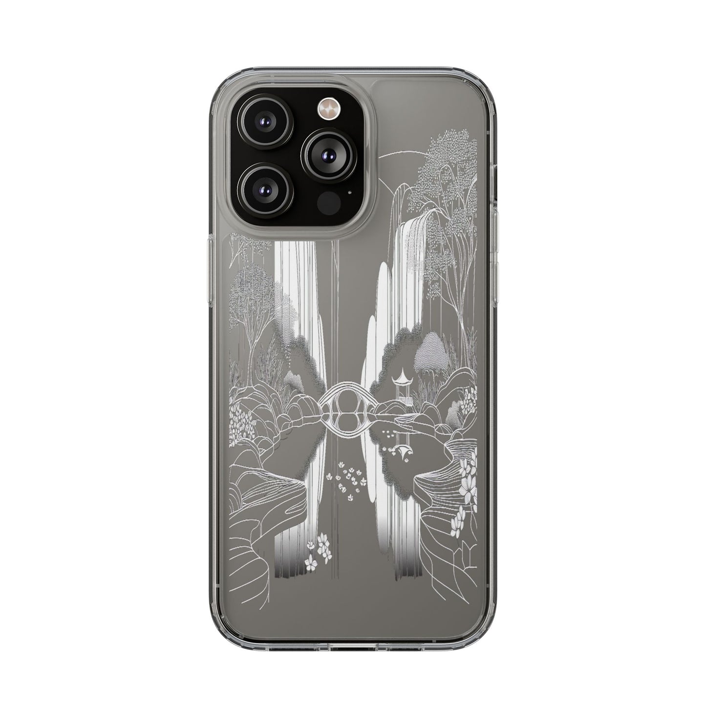 Transparent Waterfall Bridge Scene Iphone Case Compatible With Iphone 16 15 14 - Clear Phone Cover