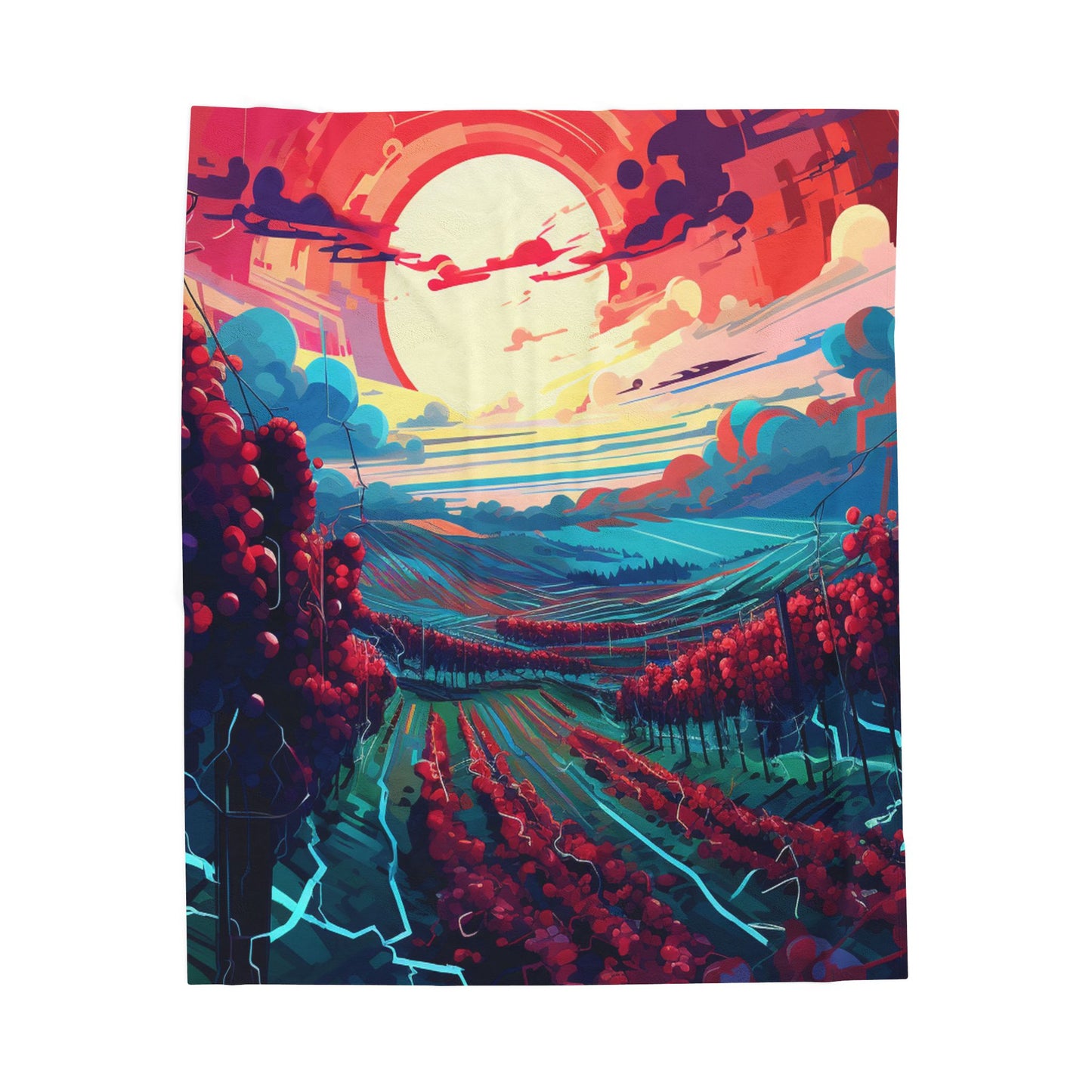 Crimson Vineyard at Sunset- Plush Blanket
