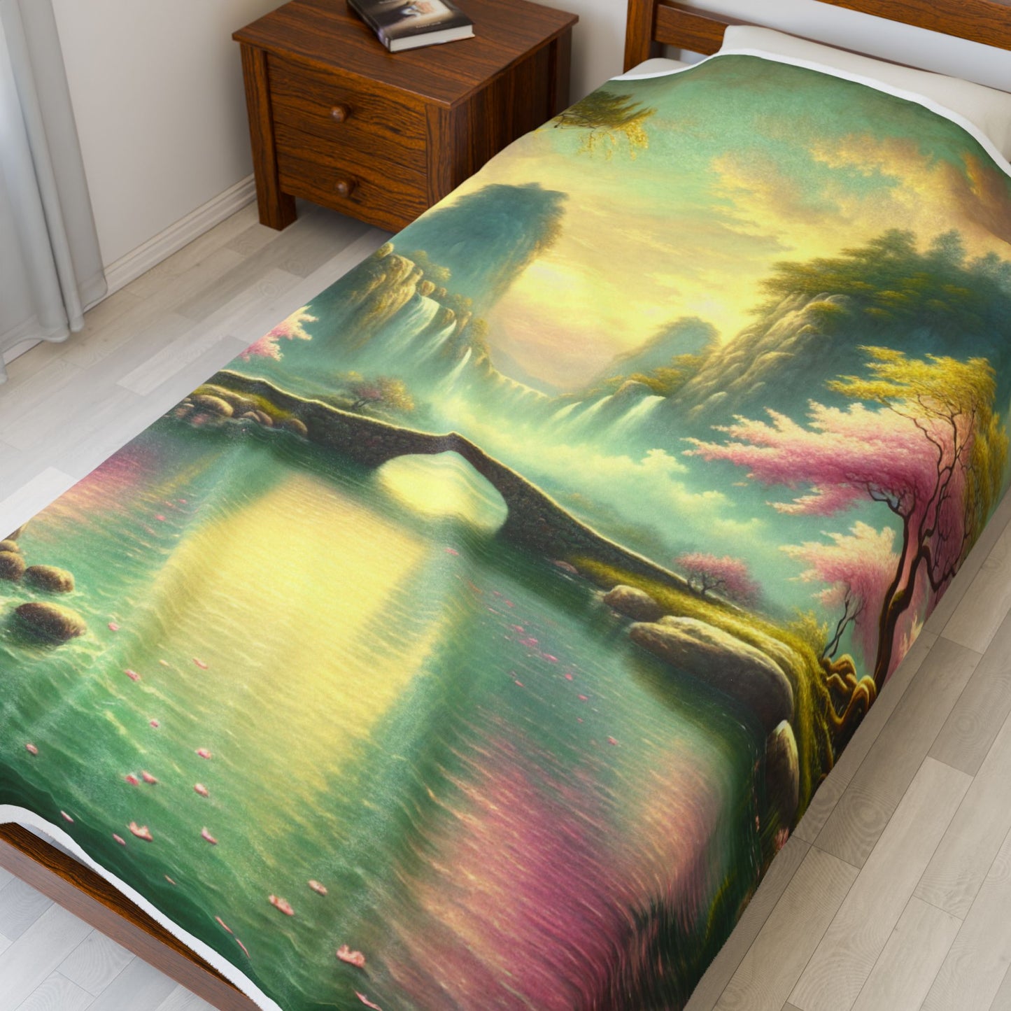 Idyllic Spring Cascade- Plush Blanket
