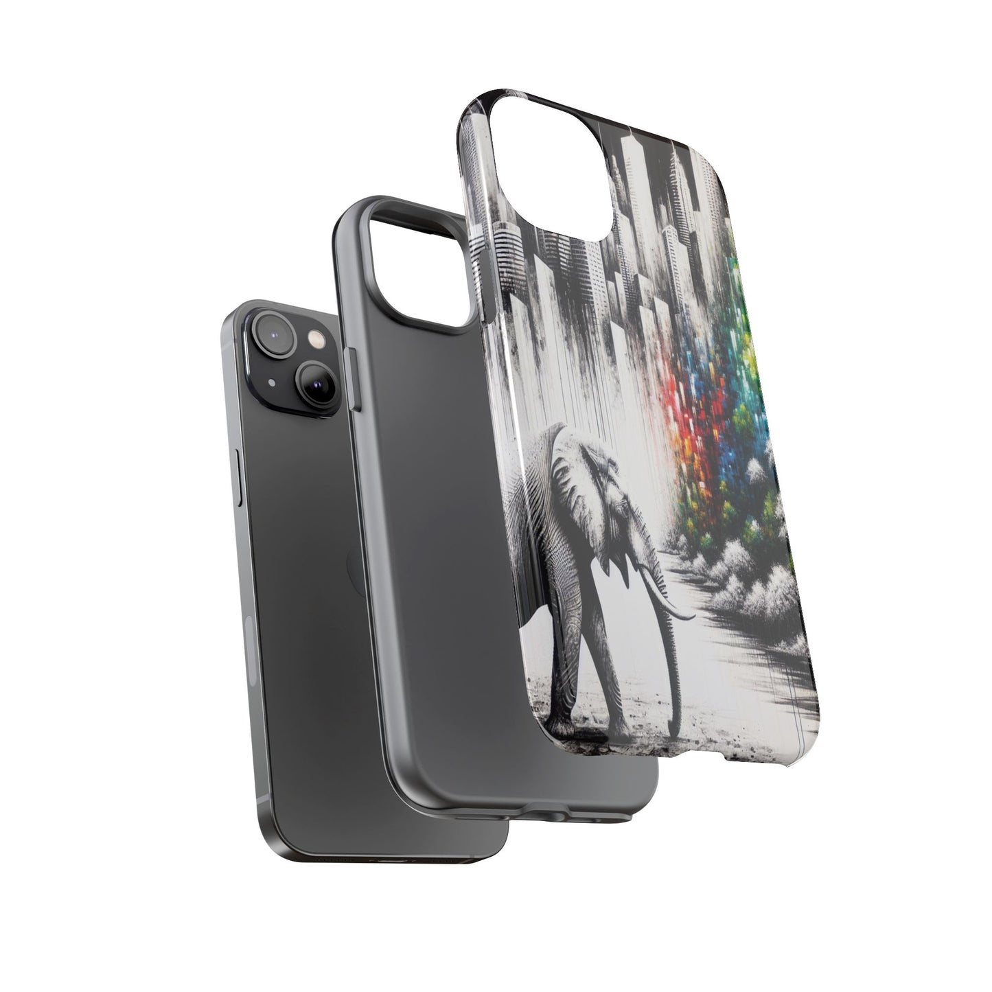 Protective Elephant's Journey Through the Cityscape Iphone Case Compatible With Iphone 16 15 14 - Phone Cover