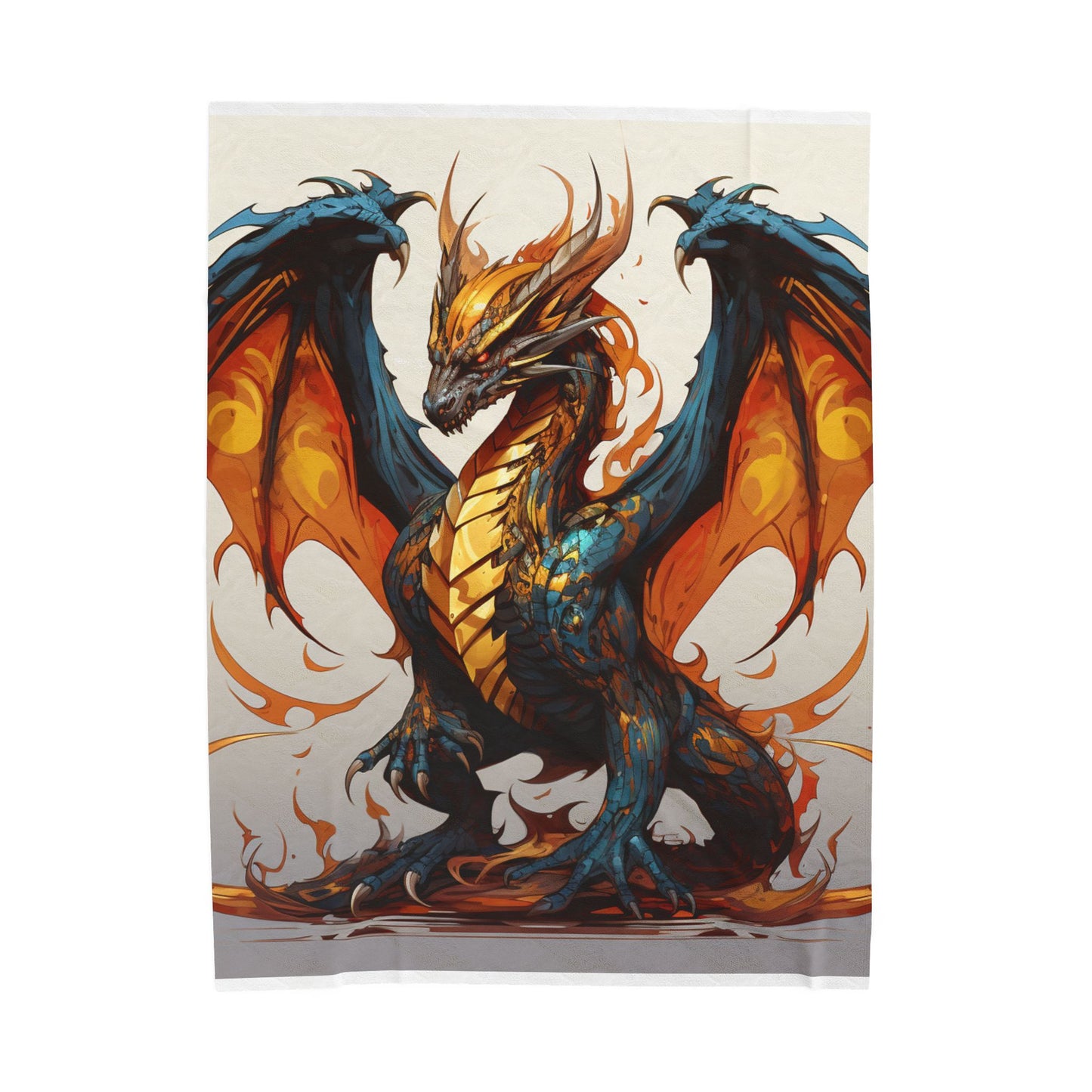 Fiery Azure Drake Unleashed- Plush Blanket