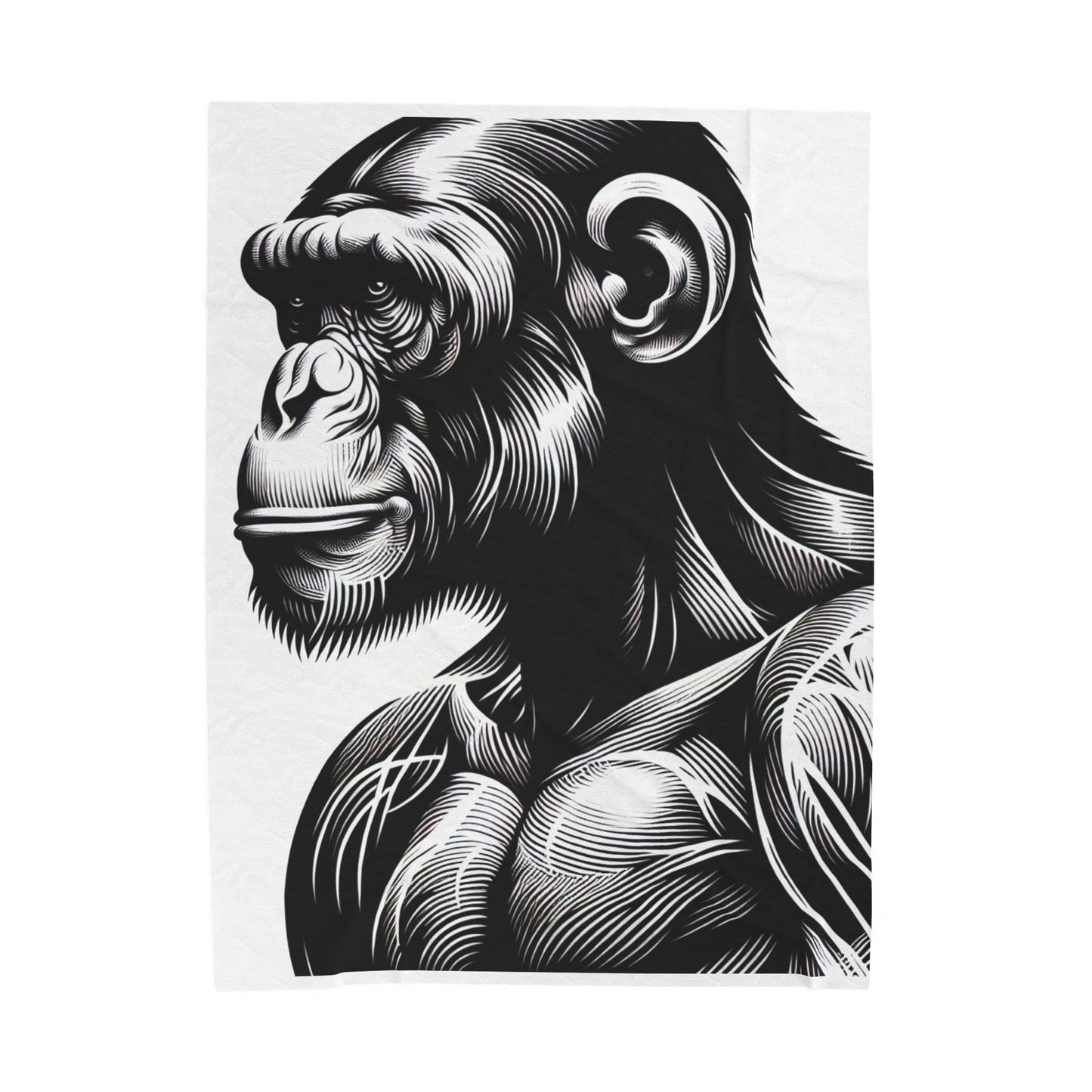 Monochrome Primate Contours- Plush Blanket