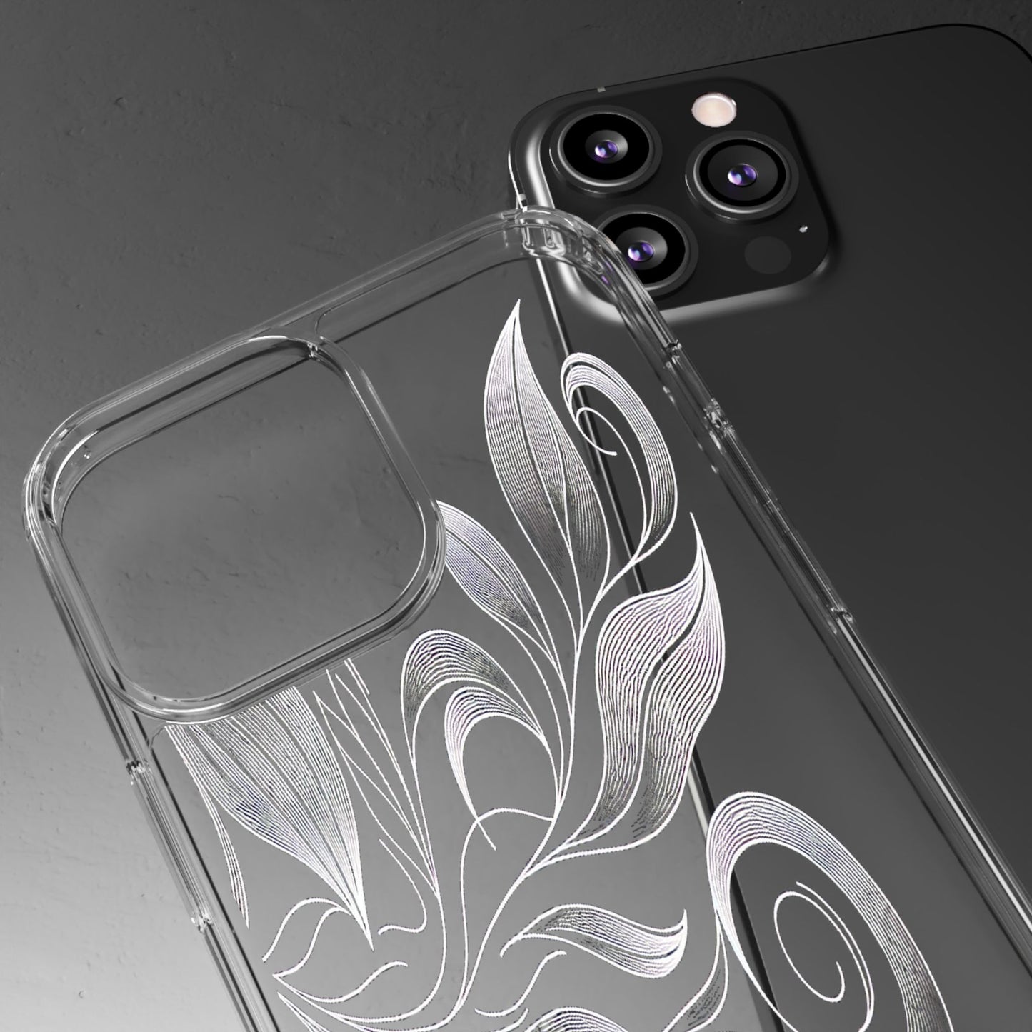 Transparent Nature's Embrace in Linework Iphone Case Compatible With Iphone 16 15 14 - Clear Phone Cover