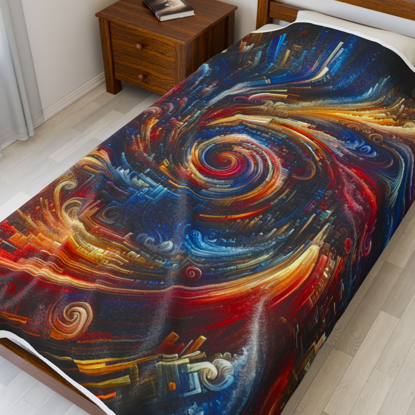 Cosmic Symphony in Spirals - Plush Blanket