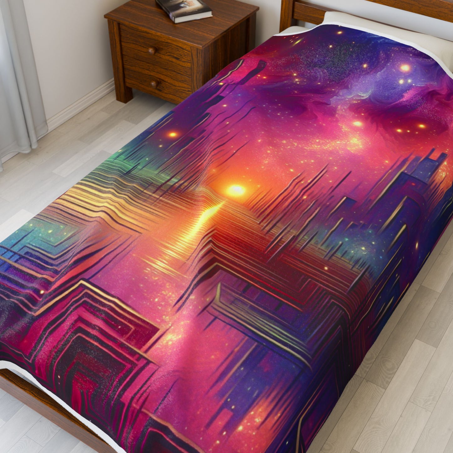 Walking Through a Dreamy Metropolis - Plush Blanket