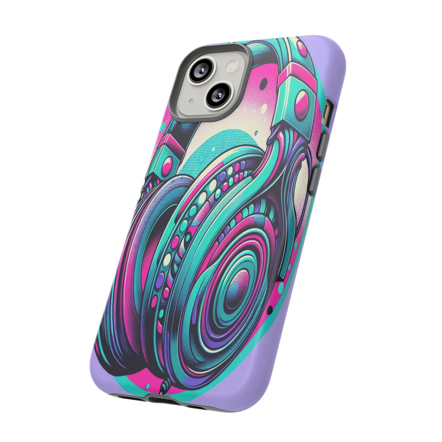 Custom ProtectiveHeadphone Vibes in Electric ColorsIphone Case Compatible With Iphone 16 15 14 - Phone Cover