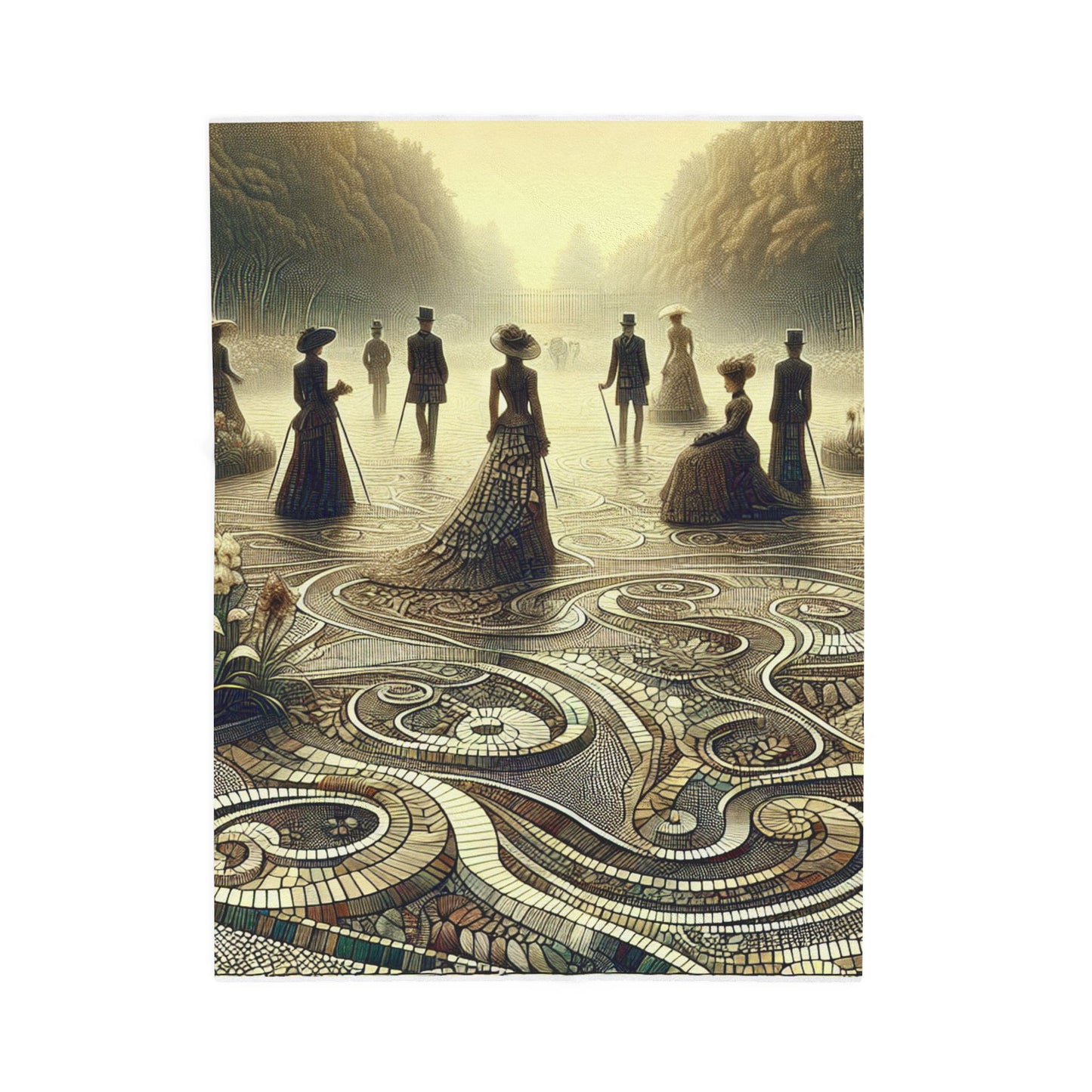 Garden Promenade Mosaic Morning- Plush Blanket