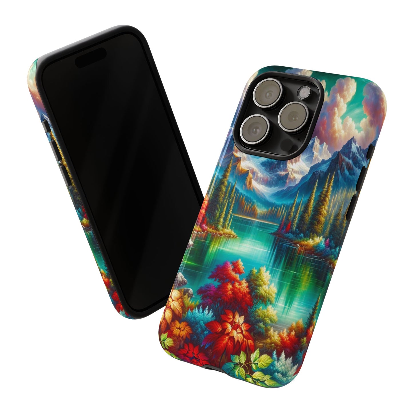 Colorful Mountain Lake Scene - Phone Case