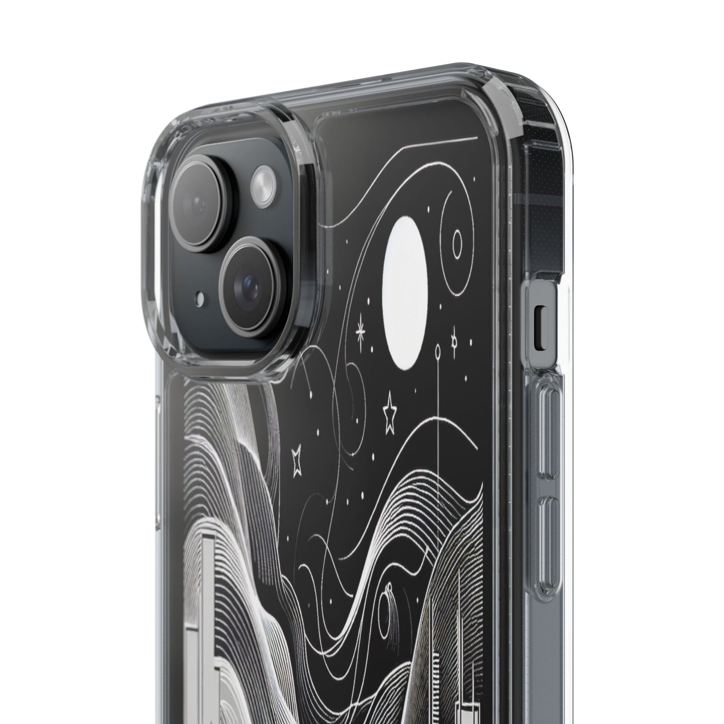 Transparent Illuminated Skyline Design Iphone Case Compatible With Iphone 16 15 14 - Clear Phone Cover