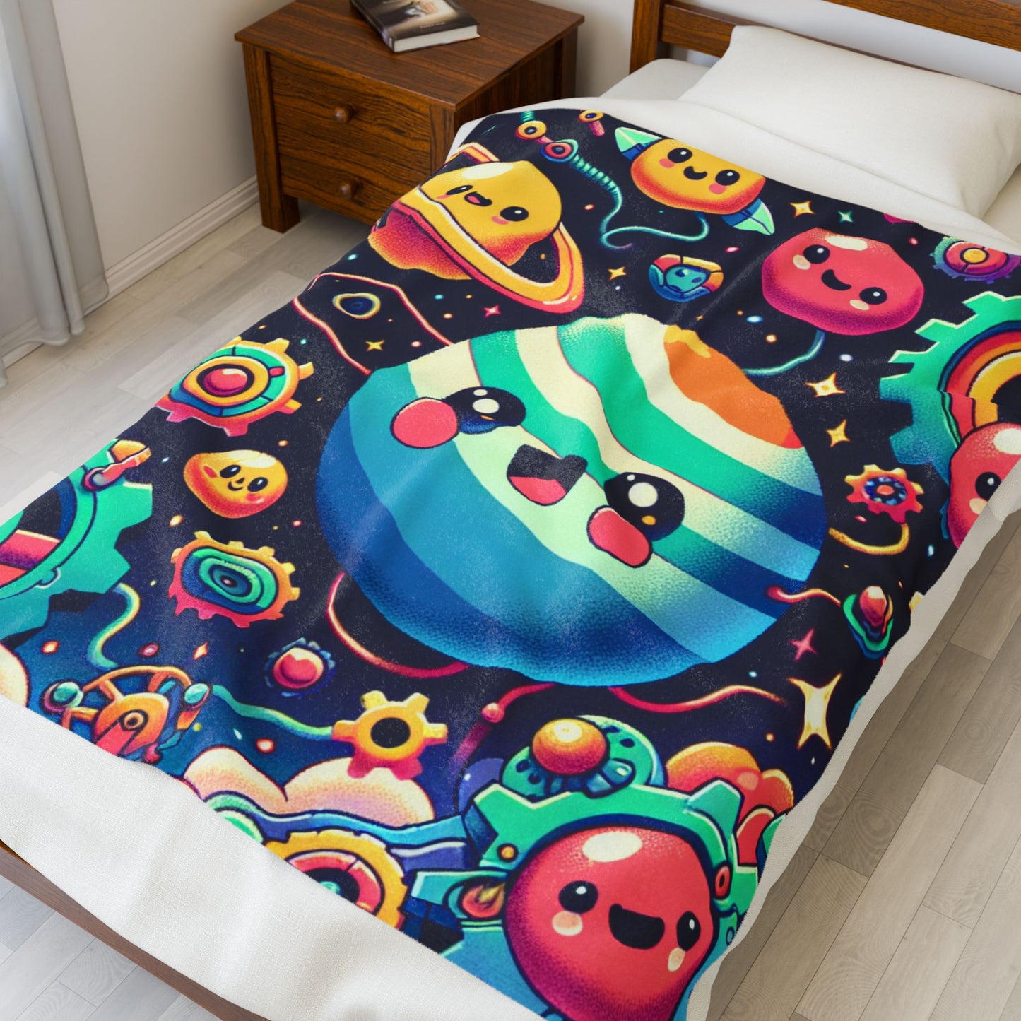 Playful Celestial Adventure - Plush Blanket