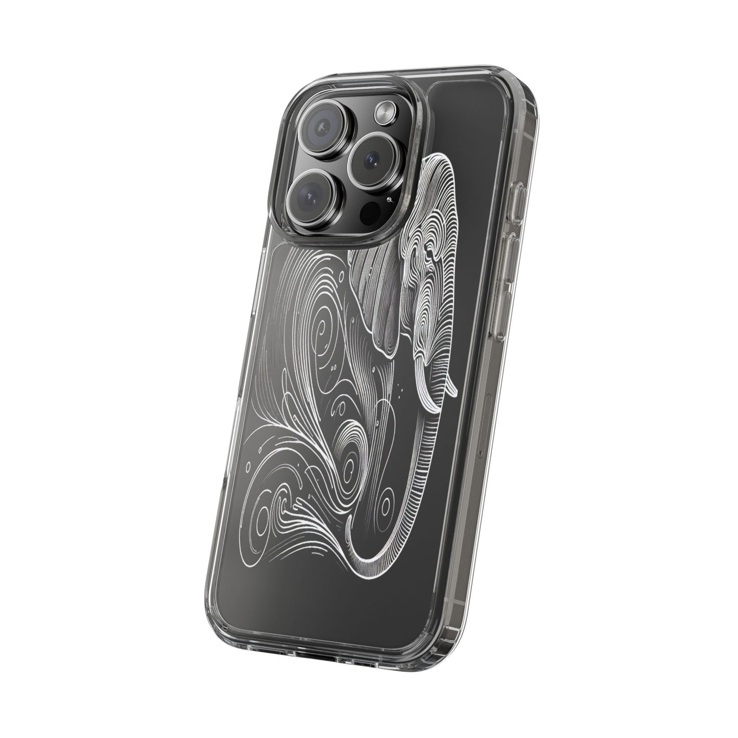 Transparent Elephant in Flowing Lines Iphone Case Compatible With Iphone 16 15 14 - Clear Phone Cover