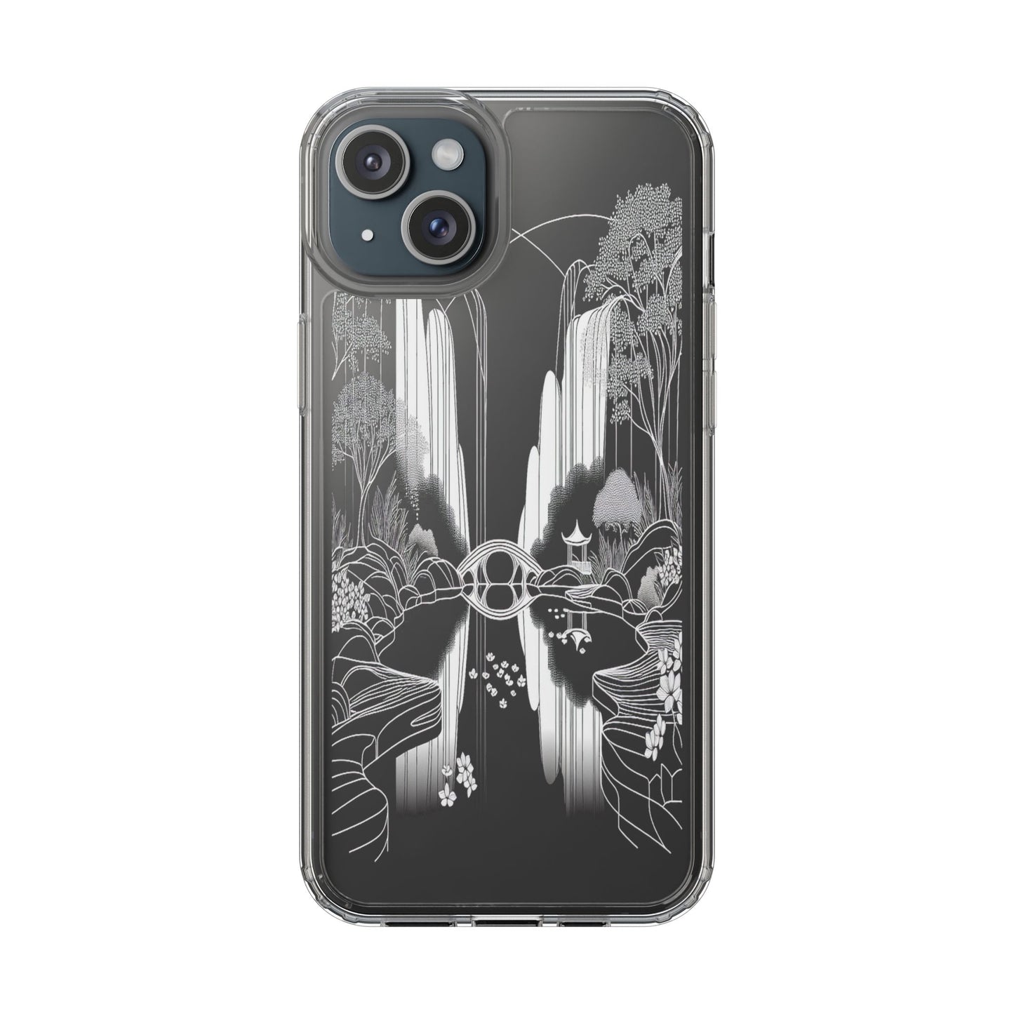 Transparent Waterfall Bridge Scene Iphone Case Compatible With Iphone 16 15 14 - Clear Phone Cover