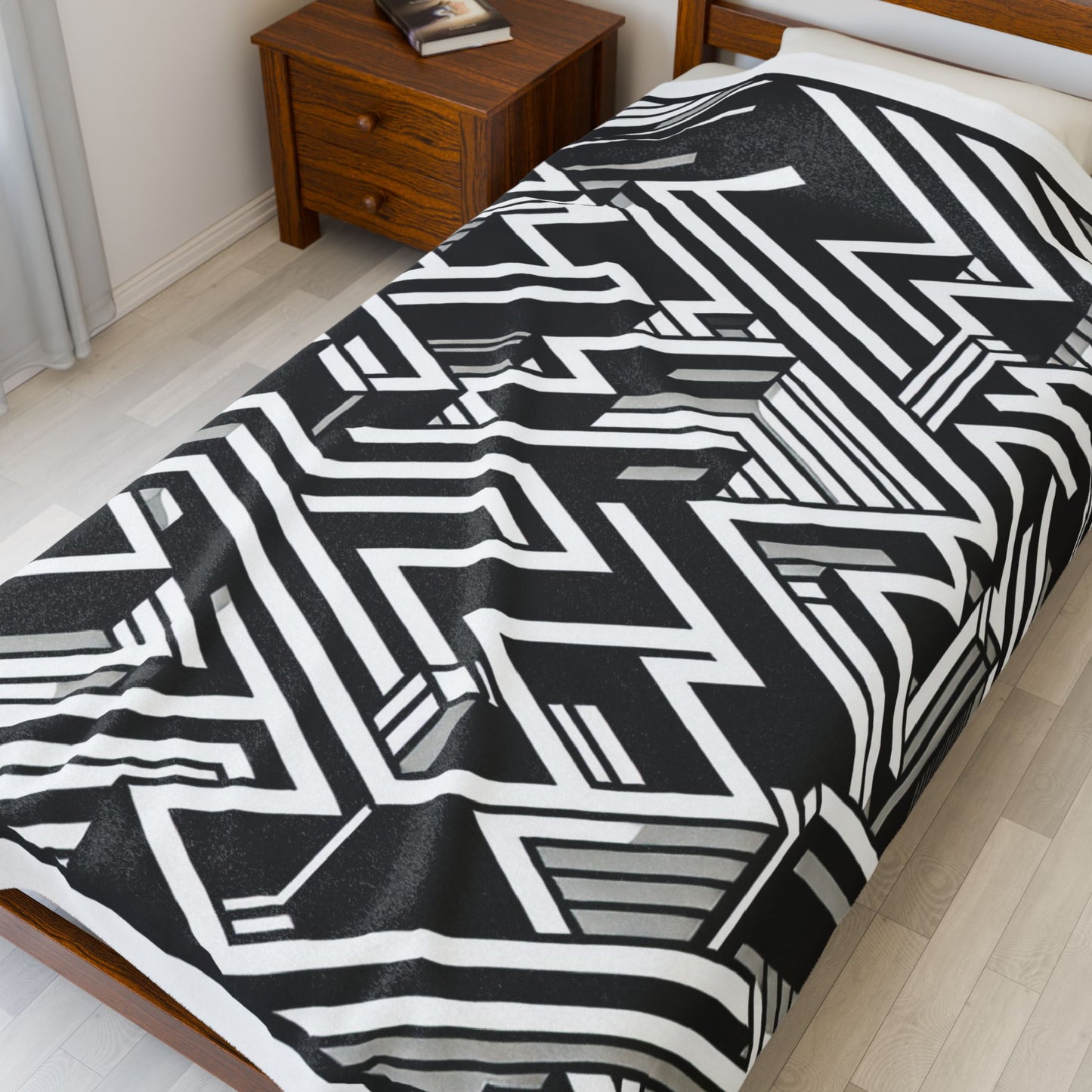 Maze of Depth and Contrast - Plush Blanket