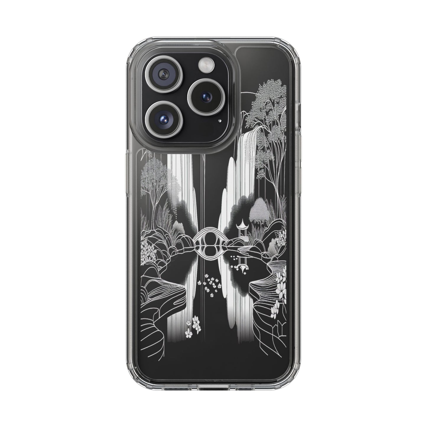 Transparent Waterfall Bridge Scene Iphone Case Compatible With Iphone 16 15 14 - Clear Phone Cover