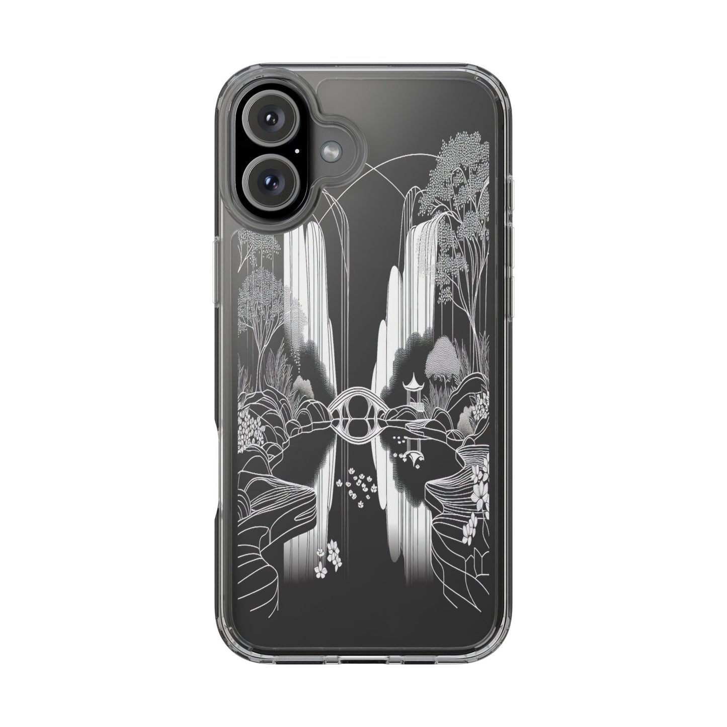 Transparent Waterfall Bridge Scene Iphone Case Compatible With Iphone 16 15 14 - Clear Phone Cover