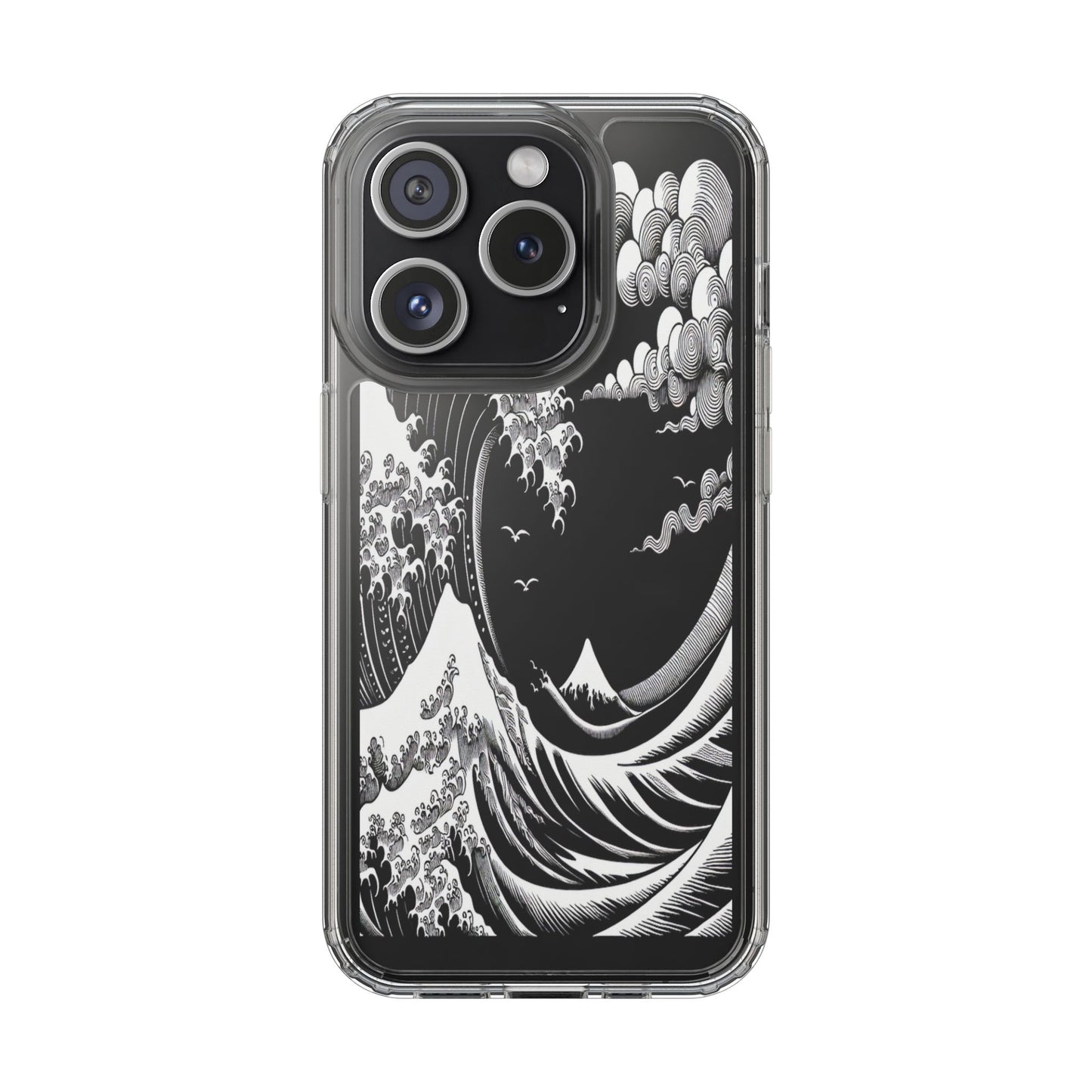Transparent Waves and Mountains Iphone Case Compatible With Iphone 16 15 14 - Clear Phone Cover