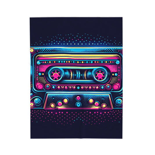 Retro Rhythm in Neon Tones - Plush Blanket