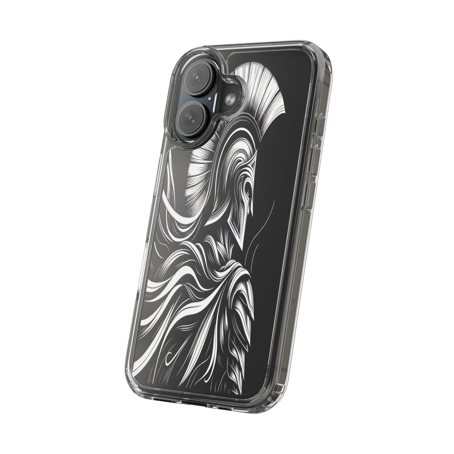 Transparent Helmeted Sentinel in Monochrome Motion Iphone Case Compatible With Iphone 16 15 14 - Clear Phone Cover