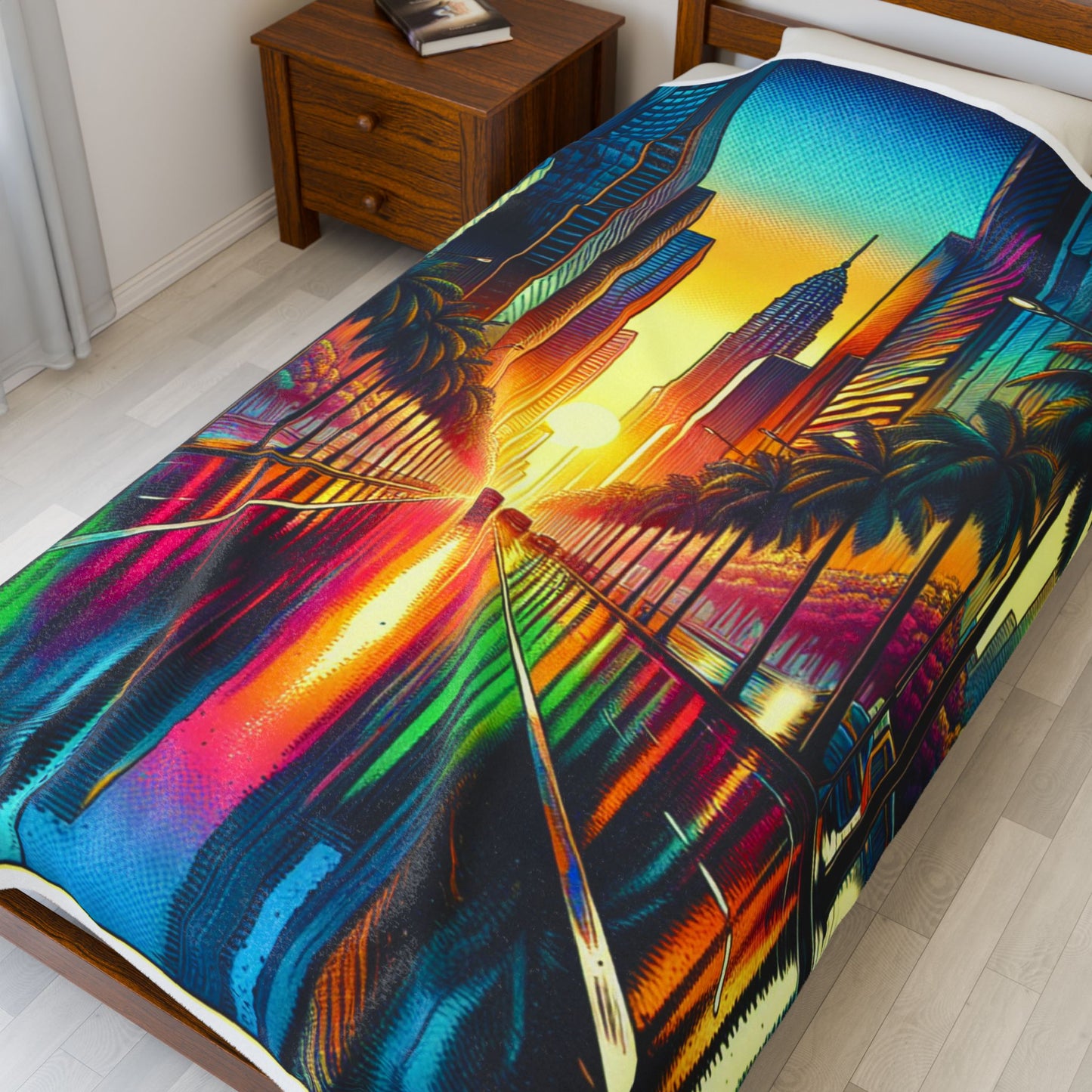Dreamy Cityscape Illumination - Plush Blanket