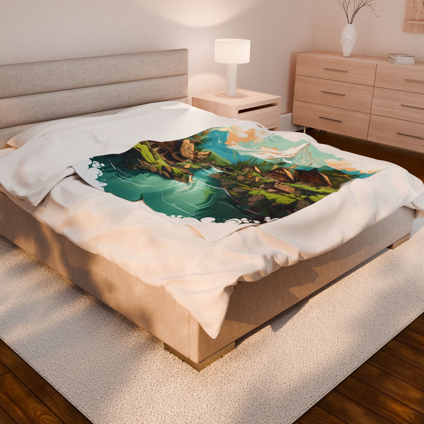 Mountain Village Serenity- Plush Blanket