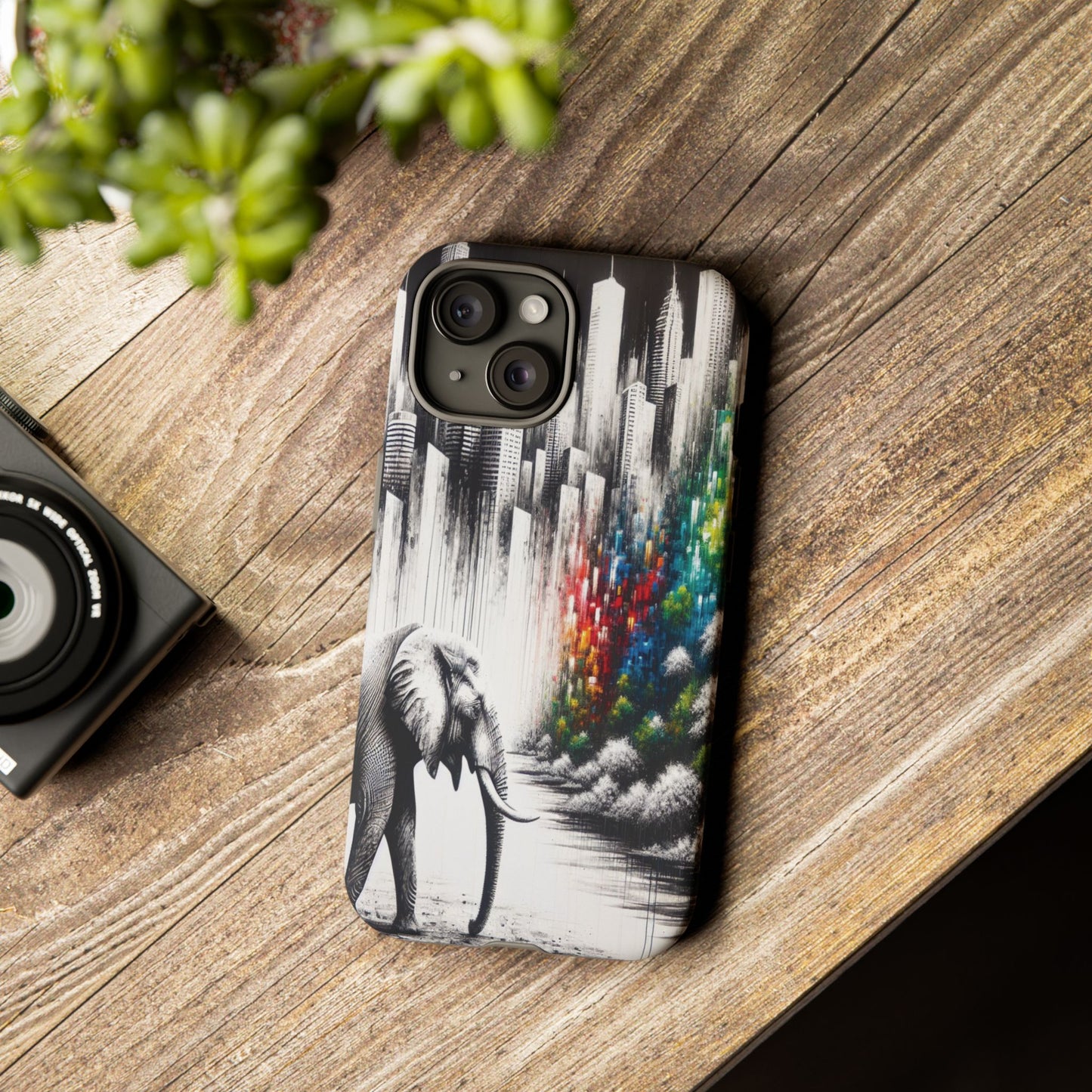 Protective Elephant's Journey Through the Cityscape Iphone Case Compatible With Iphone 16 15 14 - Phone Cover