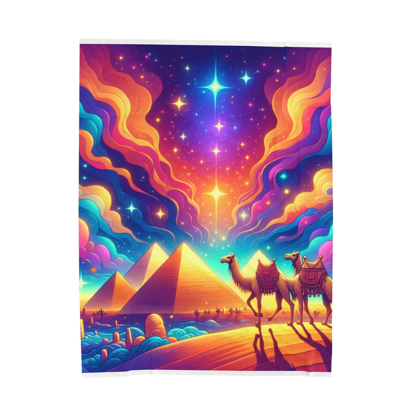 Journey through the Starry Desert - Plush Blanket