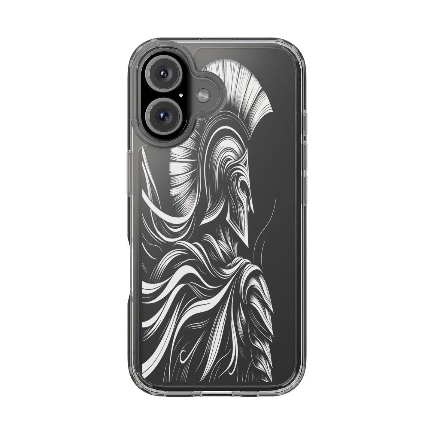 Transparent Helmeted Sentinel in Monochrome Motion Iphone Case Compatible With Iphone 16 15 14 - Clear Phone Cover