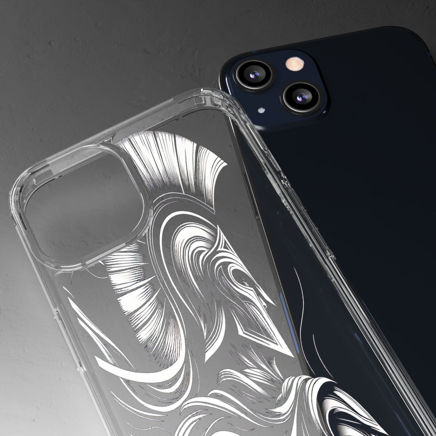 Transparent Helmeted Sentinel in Monochrome Motion Iphone Case Compatible With Iphone 16 15 14 - Clear Phone Cover