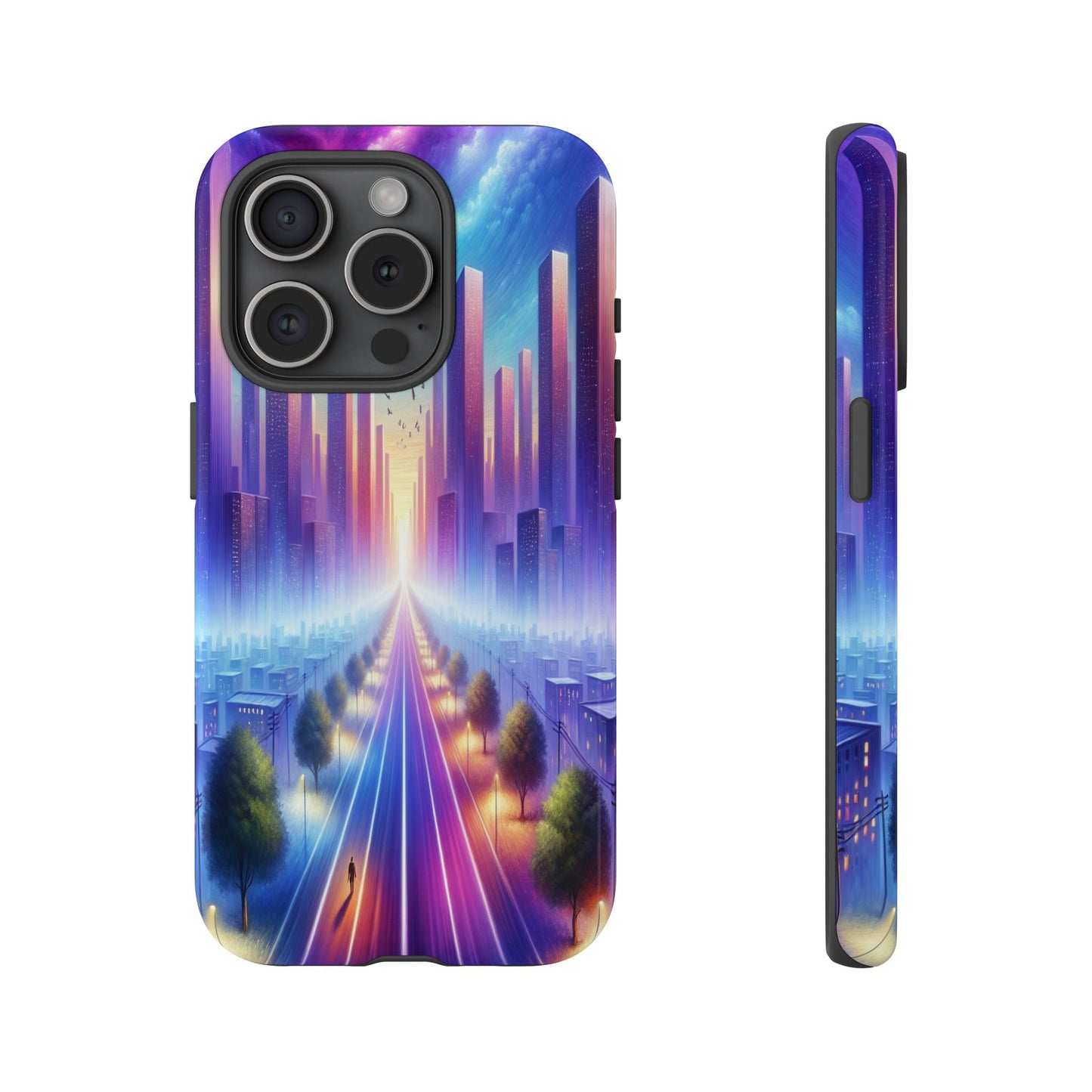 Journey into the Luminous Cityscape - Phone Case
