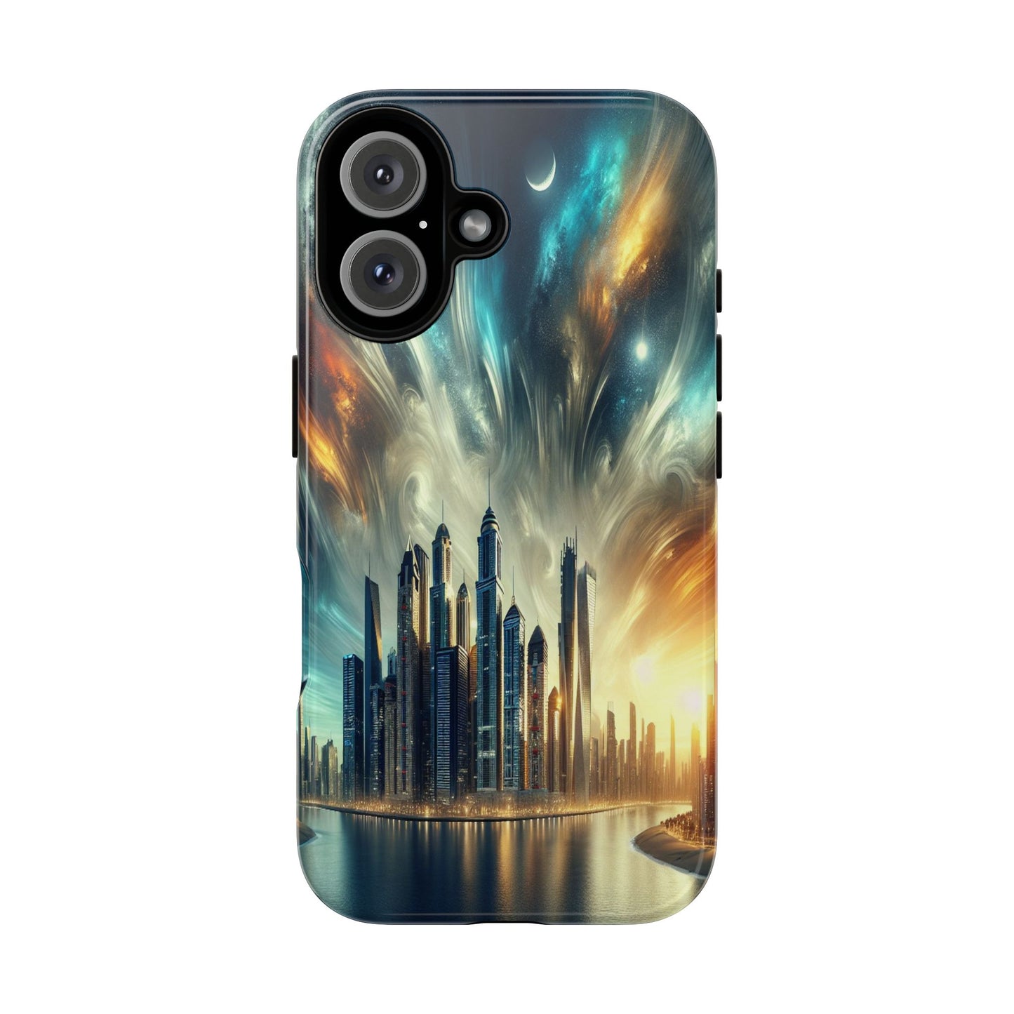 Cityscape under Celestial Tapestry - Phone Case