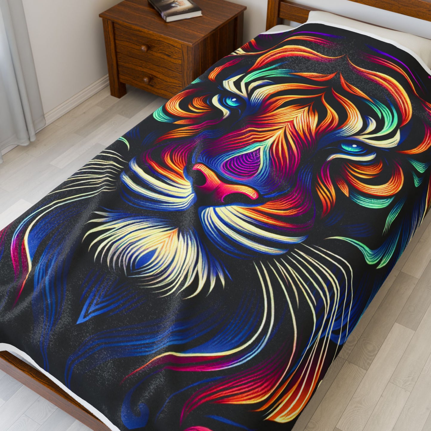 Majestic Beast in Vivid Tones - Plush Blanket