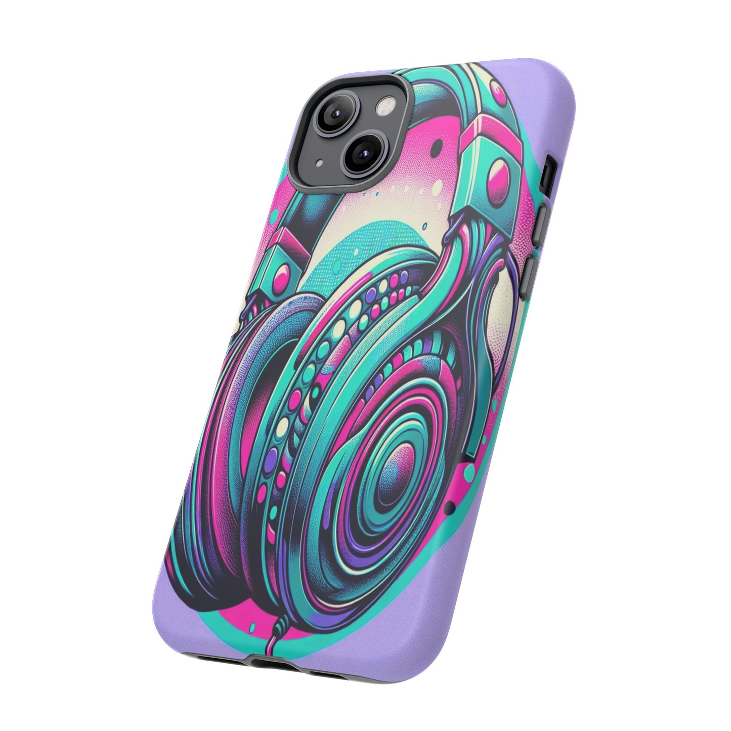 Custom ProtectiveHeadphone Vibes in Electric ColorsIphone Case Compatible With Iphone 16 15 14 - Phone Cover