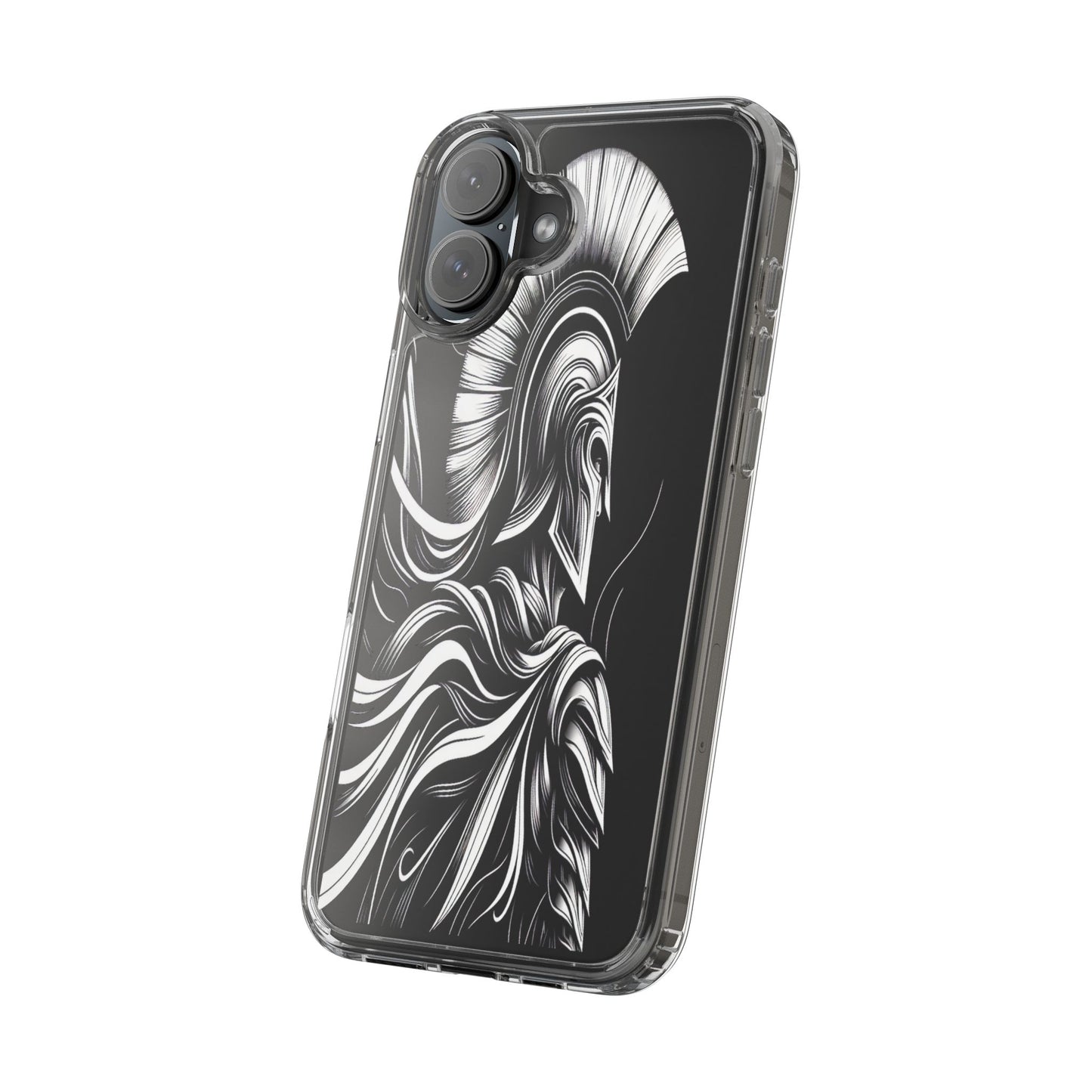 Transparent Helmeted Sentinel in Monochrome Motion Iphone Case Compatible With Iphone 16 15 14 - Clear Phone Cover