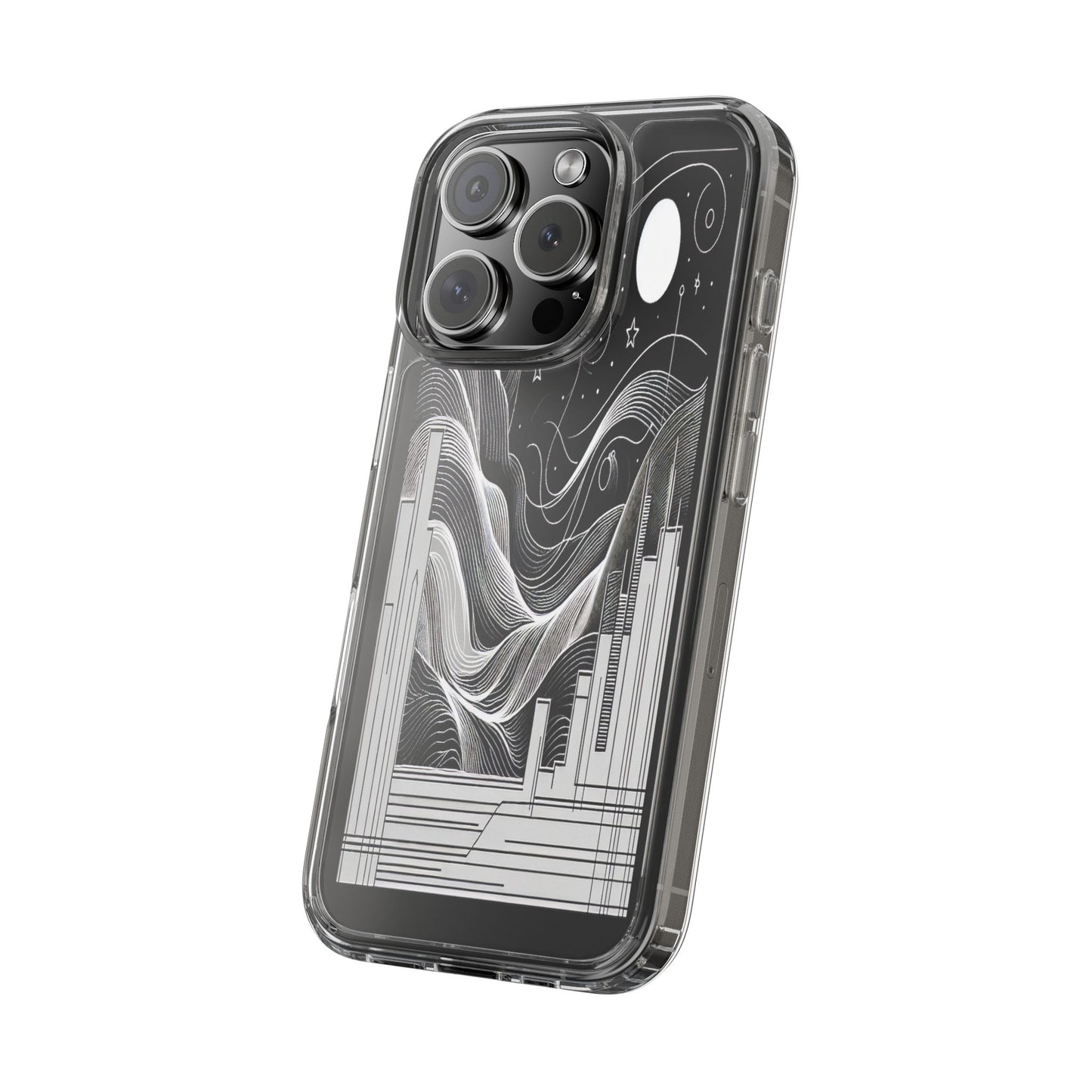 Transparent Illuminated Skyline Design Iphone Case Compatible With Iphone 16 15 14 - Clear Phone Cover