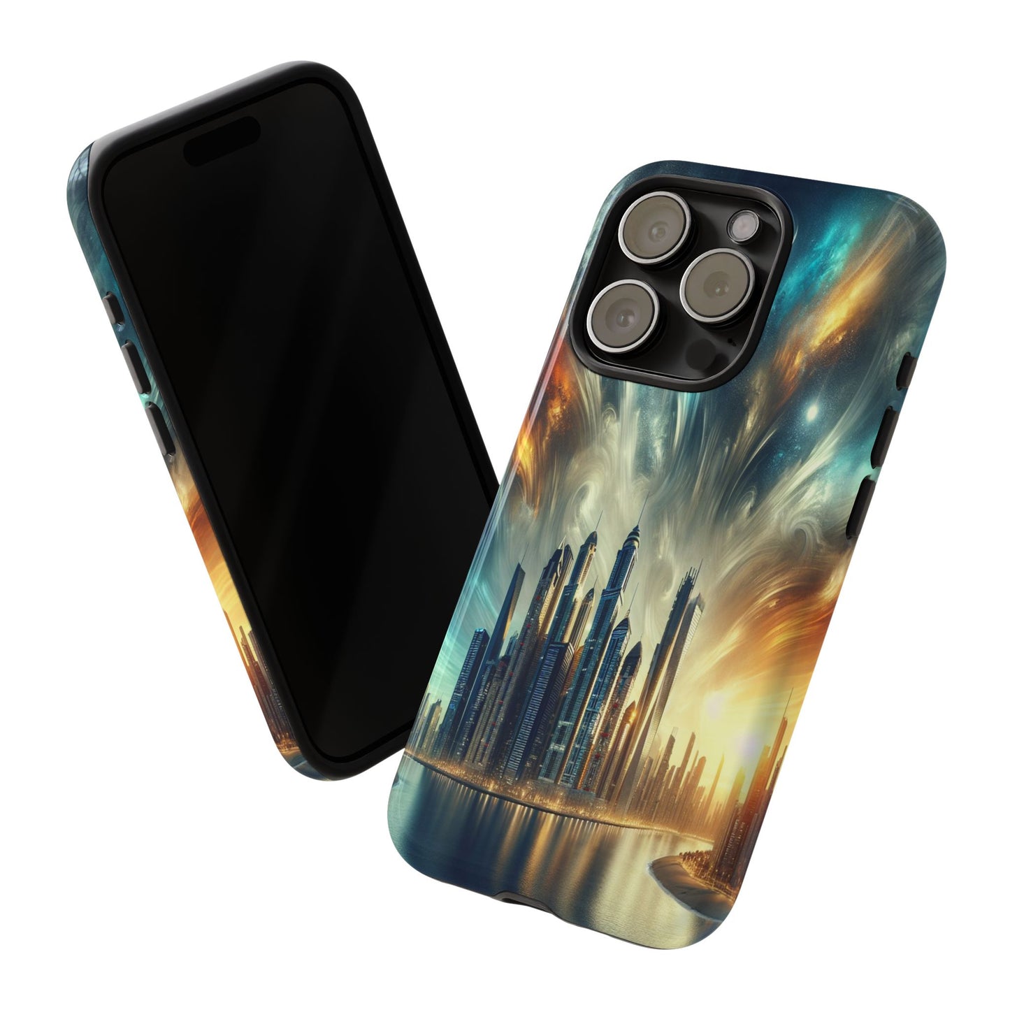 Cityscape under Celestial Tapestry - Phone Case