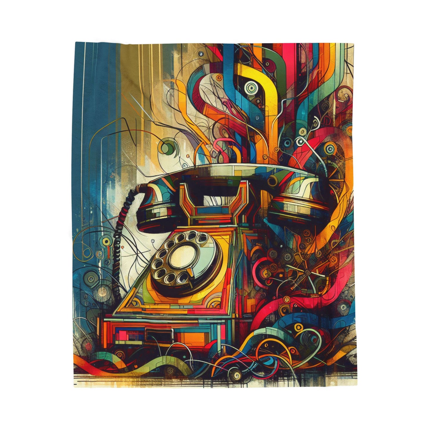 Retro Phone Flourish - Plush Blanket