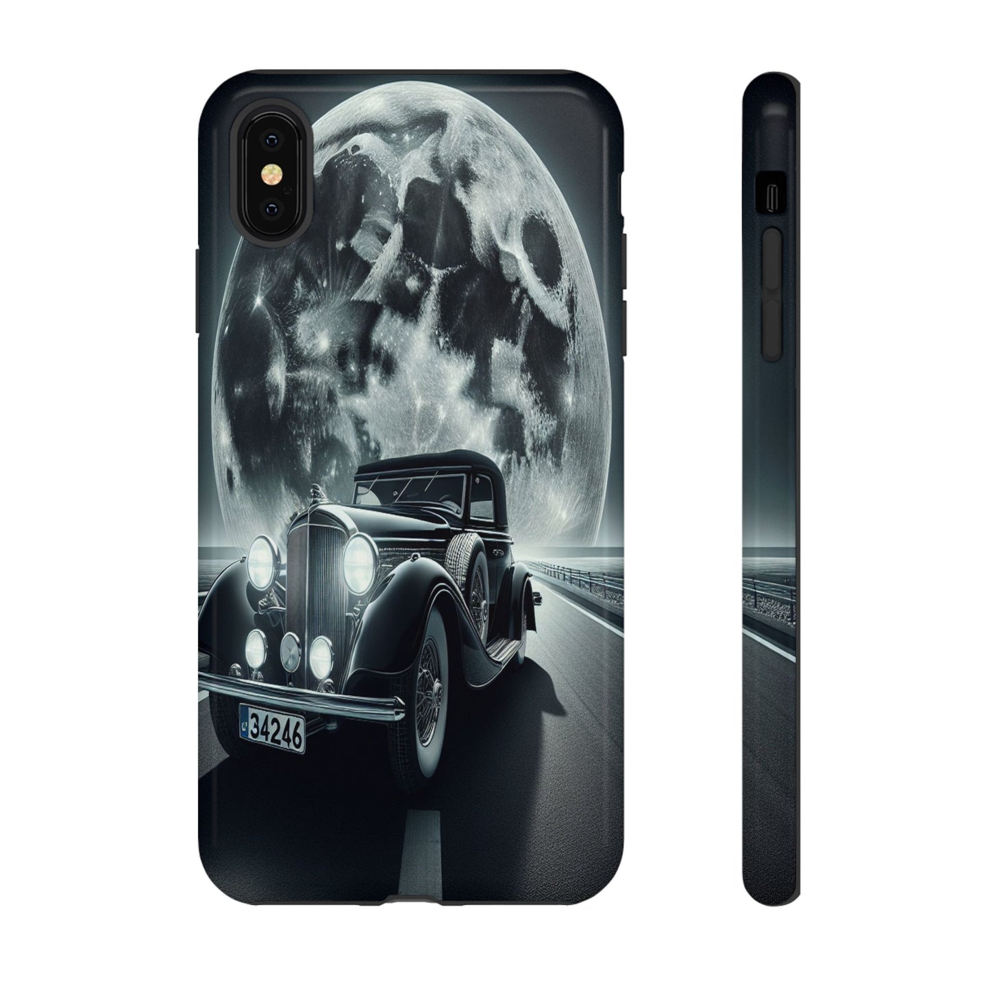 Moonlit Journey with Classic Car - Phone Case