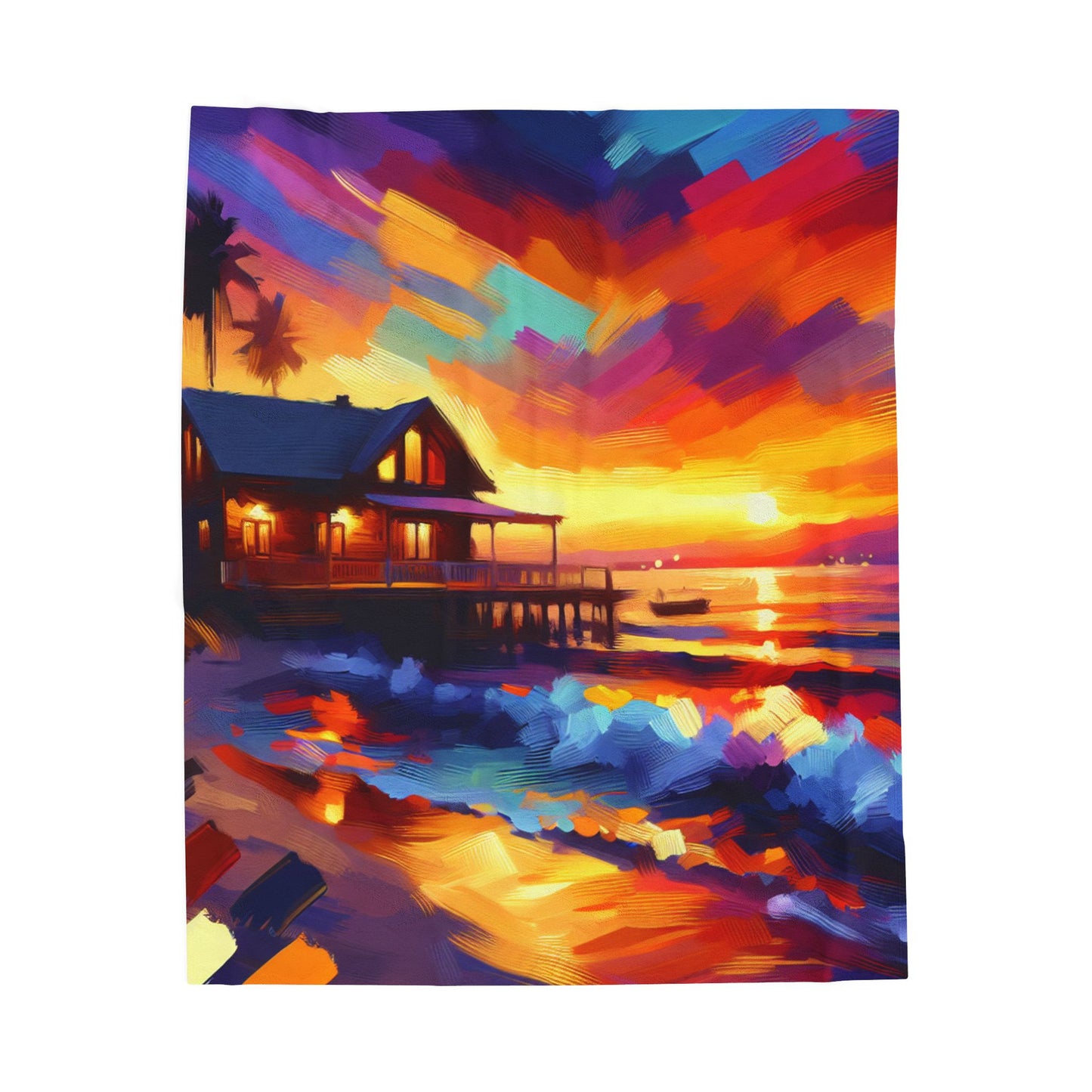 Seaside Repose at Dusk - Plush Blanket