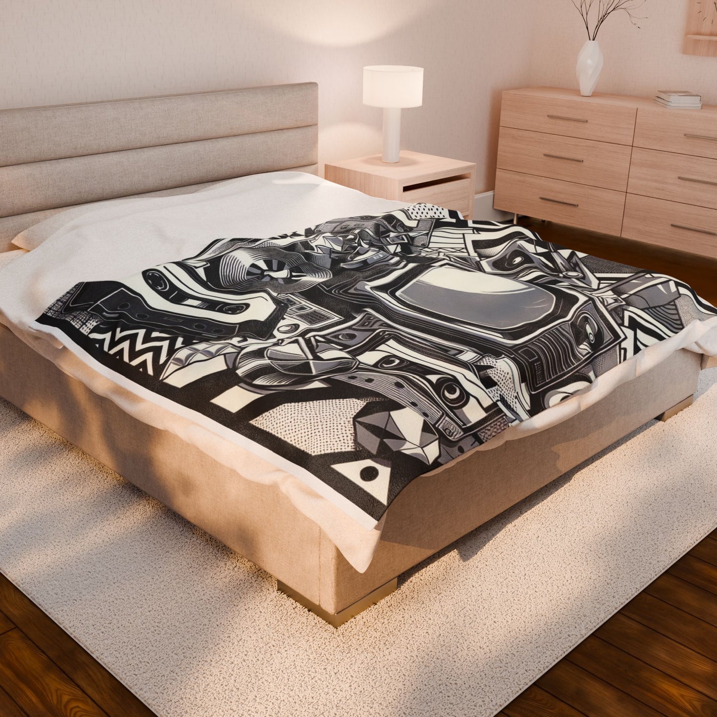 Retro Echoes: A Graphic Convergence - Plush Blanket